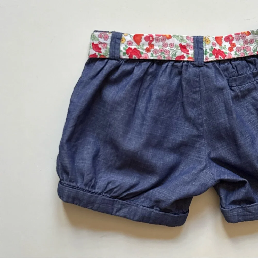 Jacadi Girls Liberty Floral Belted Denim Shorts - Size 2Y - Picture 6 of 10